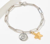 Or Paz Paperclip Chain Charm Star Bracelet Gold-Over Sterling Silver Avg